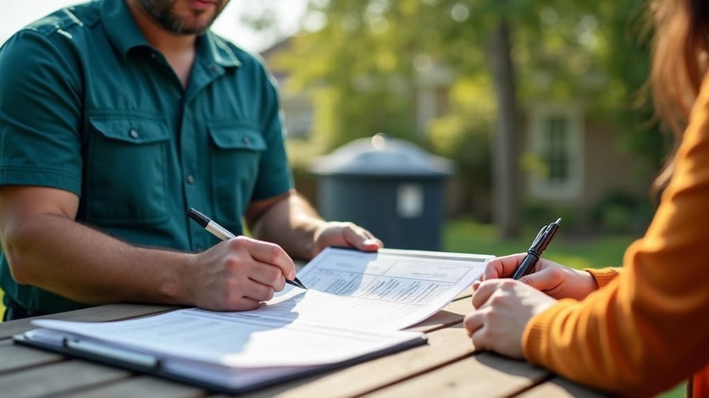 Technician reviewing a pricing estimate with a homeowner